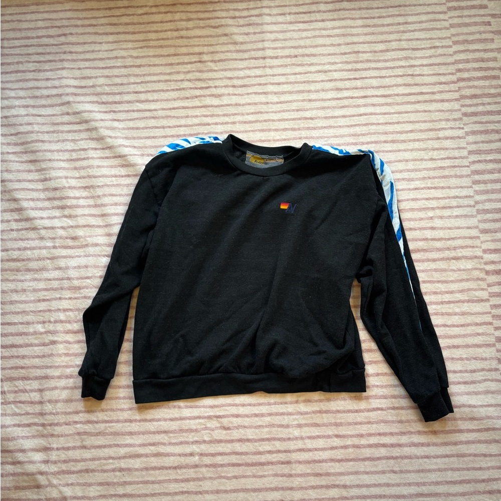 Aviator Nation blue tiger stripe crewneck